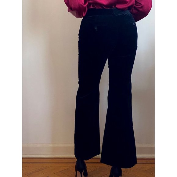 Theory - Black Velvet Low Rise Wide Leg Trousers (XS-S) - Picture 5 of 8